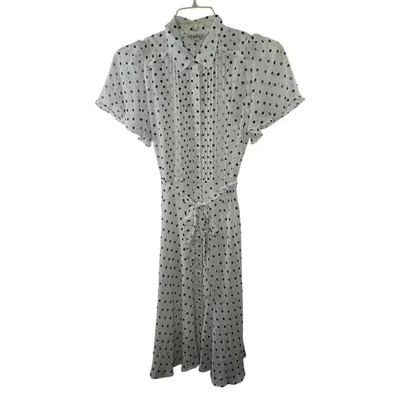 Nanette Lepore Cannoli Cream Black Polka Dot Fit and Flare Dress Size 4 - Picture 2 of 8